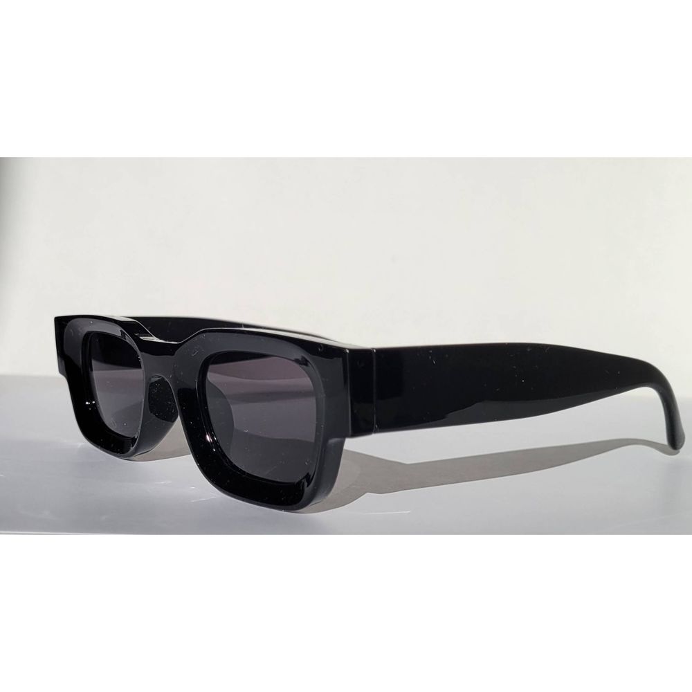 Retro Square Sunglasses Black Frames Black Lens with UV400 Protection